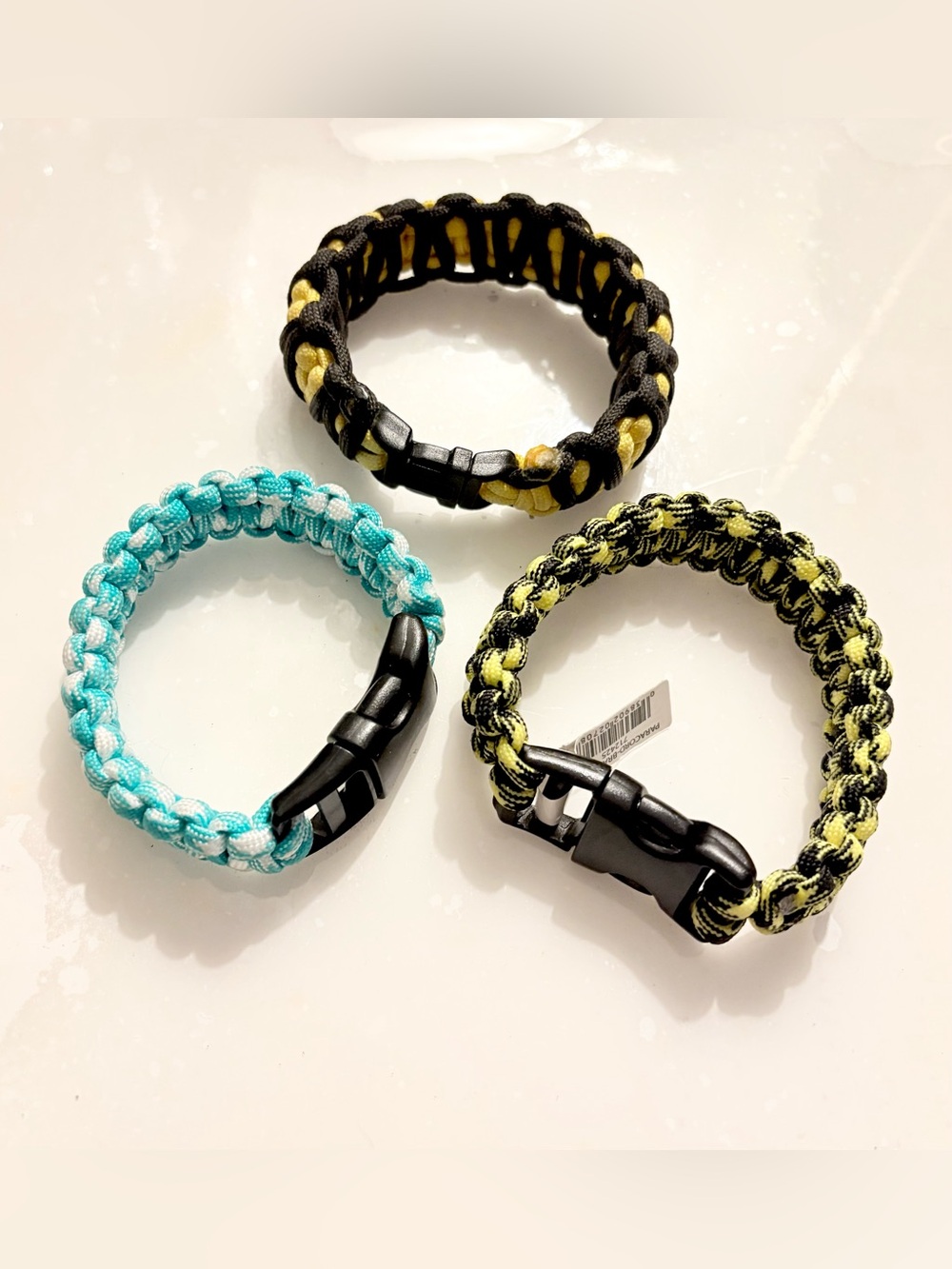 Braided Paracord Bracelet - Turquoise, Yellow/Black